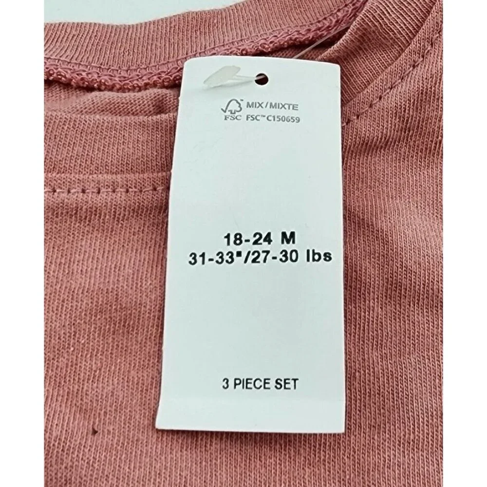 NWT Set of 3 Old Navy Baby Girls Long Sleeve Pink Cotton TShirts Size 18-24 Mos.
